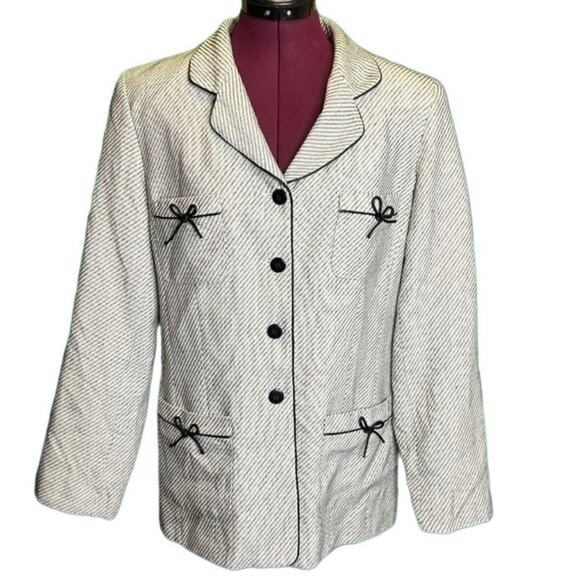 NICOLA Made In Italy Black & White Blazer Jacket Size 14 - Picture 1 of 4